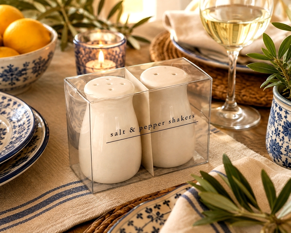 Pier 1 Imports White Ceramic Salt and Pepper Shakers Classic NIB